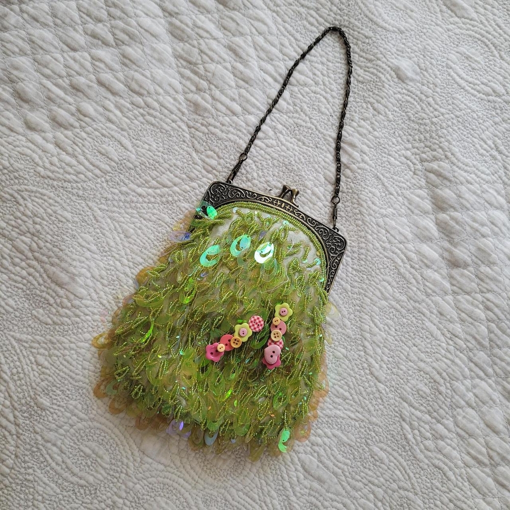 Vintage Green Sequin Shoulder Bag